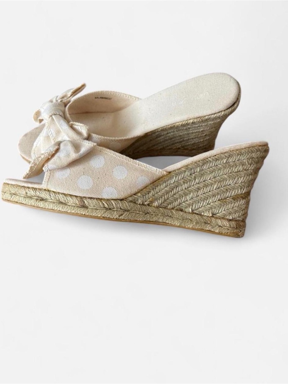 Unisa Brigetta Beige Polka Dot Espadrille Wedge Sandals - Women